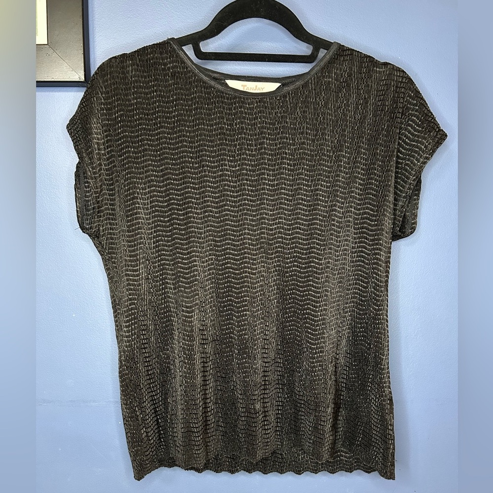 TanJay Black Textured Short Sleeve Top